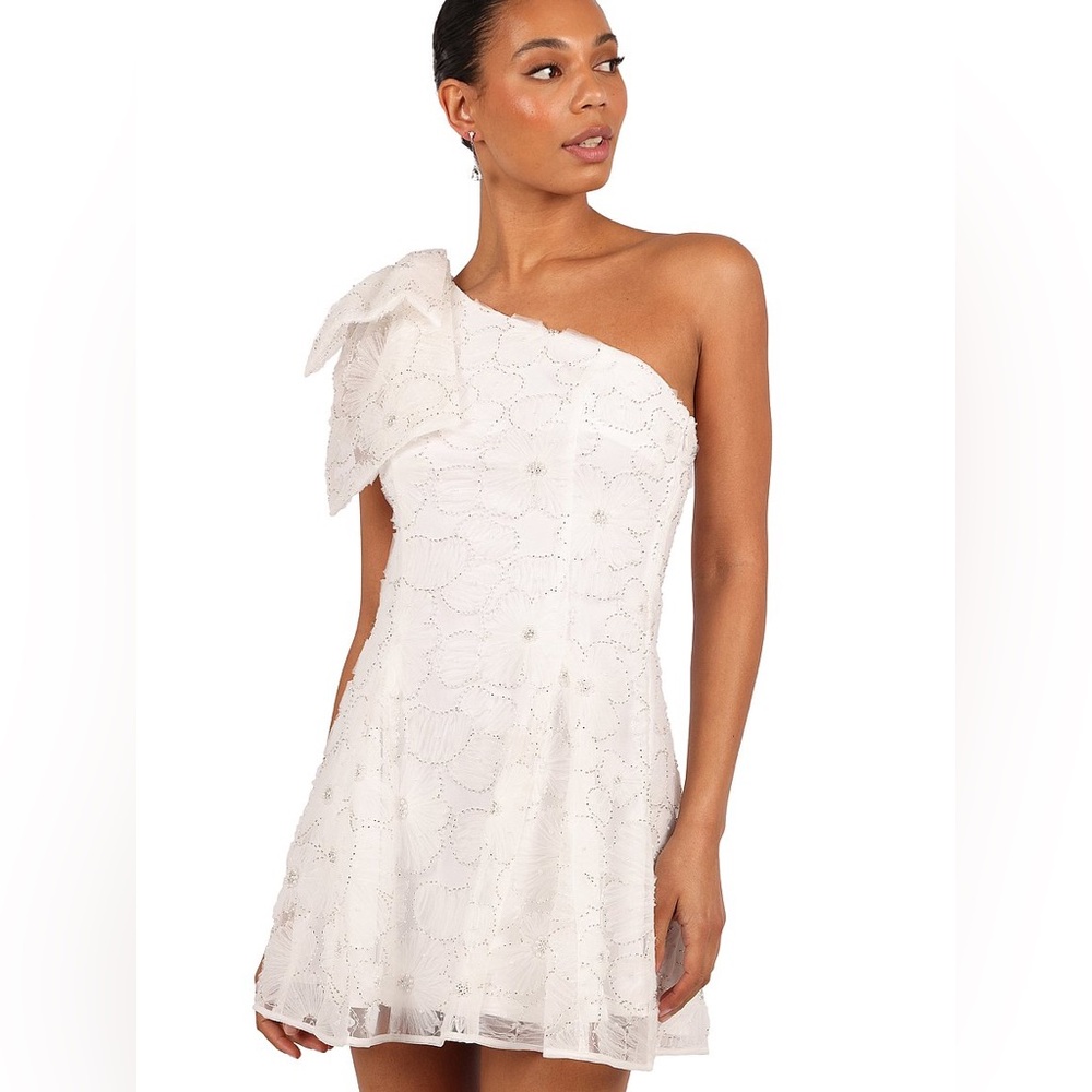 Petal & Pup White One-Shoulder Mini Dress